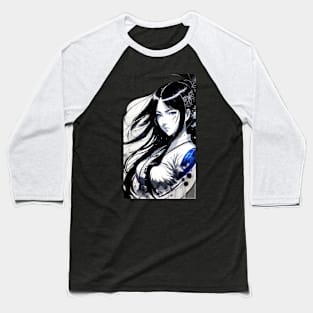 Kawaii Anime Girl With Ink Design Baseball T-Shirt